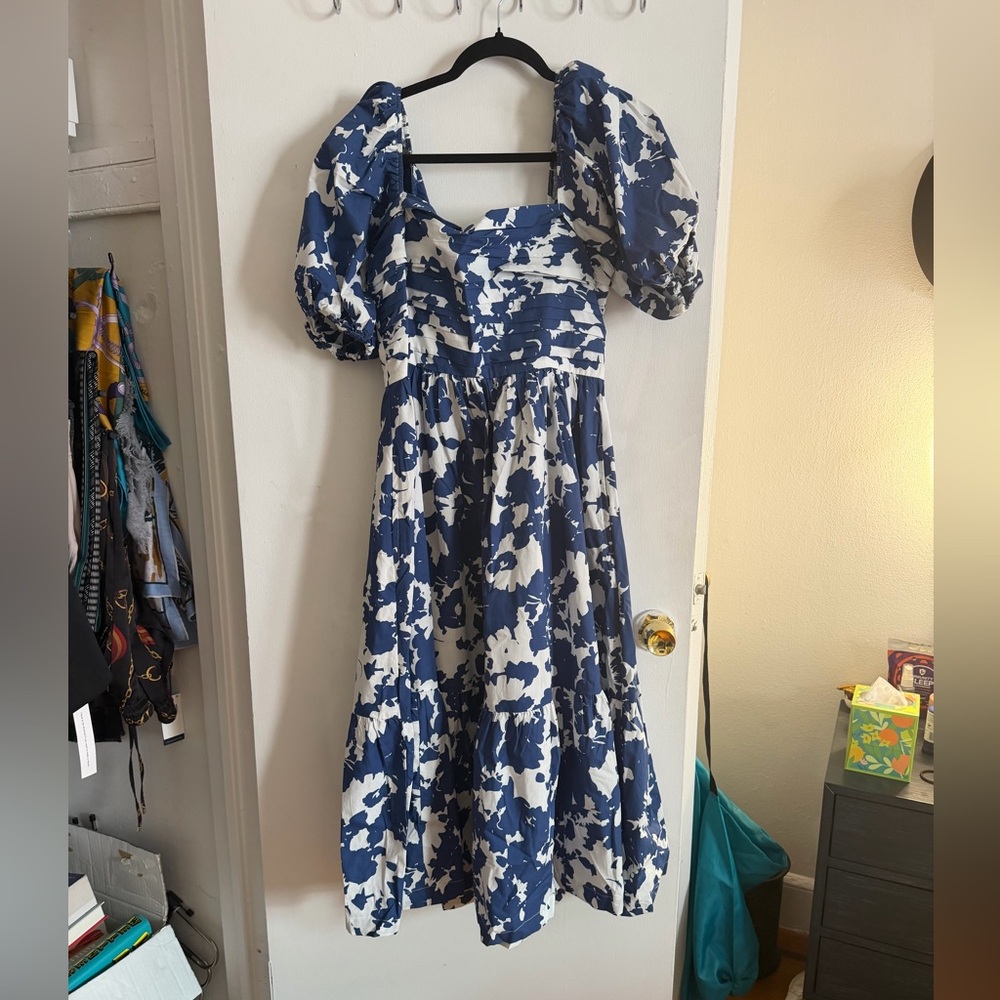 Abercrombie & Fitch Emerson Poplin Puff Sleeve Midi Dress